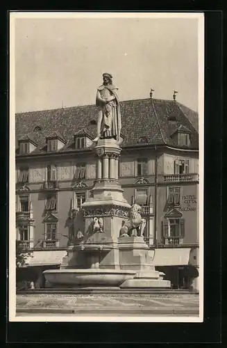 AK Bozen, Hotel Citta di Bolzano, Walther-Denkmal