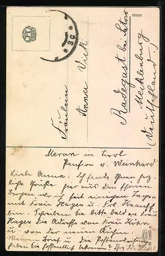 AK Meran, Passeierer Tor, Winterpromenade in der Altstadt