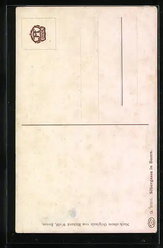 Künstler-AK Bozen, Buntes Treiben in der Silbergasse