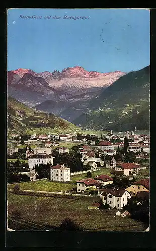 AK Bozen-Gries, Ortsansicht vor dem Rosengarten