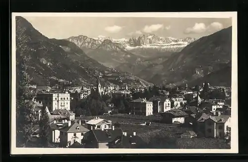 AK Bozen, Panorama mit Stadt und Rosengarten