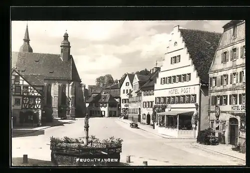 AK Feuchtwangen, Ortsansicht mit Hotel Post