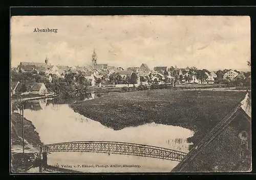 AK Abensberg, Ortsansicht mit Brücke