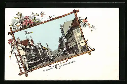 AK Freiburg i. B., Blick in die Kaiserstrasse