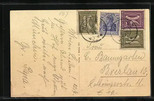 AK Theresienstein /Hof, Fachwerkhaus bei Abendrot