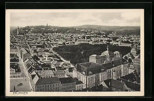 AK Erlangen, Teilansicht aus der Vogelschau