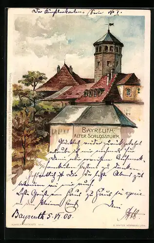 Künstler-AK Bayreuth, Alter Schlossturm