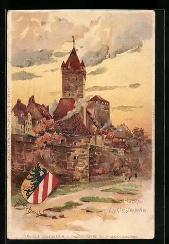 Künstler-AK Nürnberg, Kaiserstallung, Stadtwappen