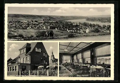 AK Nierstein a. Rh., Seips Weinstube, Panoramablick auf den Ort