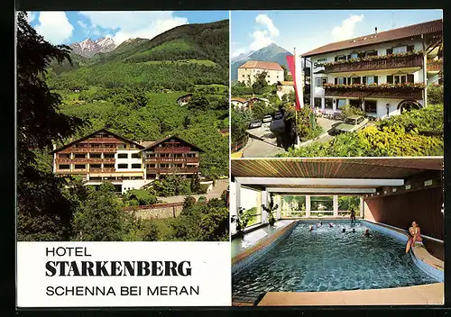 AK Schenna bei Meran, Hotel Starkenberg - Aussen, Hallenbad