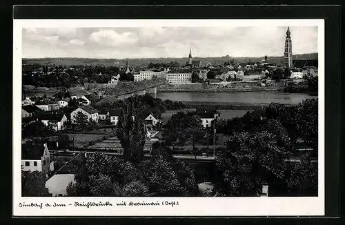 AK Simbach a. Inn, Ortsansicht aus der Vogelschau