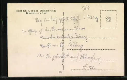 AK Simbach a. Inn, Reichsbrücke Braunau am Inn