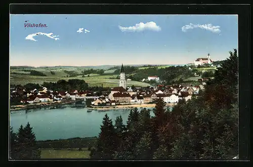 AK Vilshofen, Ortsansicht mit Kirche