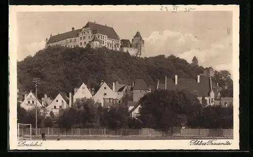 AK Landshut, Blick zum Schloss Trausnitz