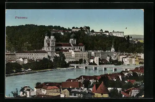 AK Passau, Gesamtansicht aus der Vogelschau