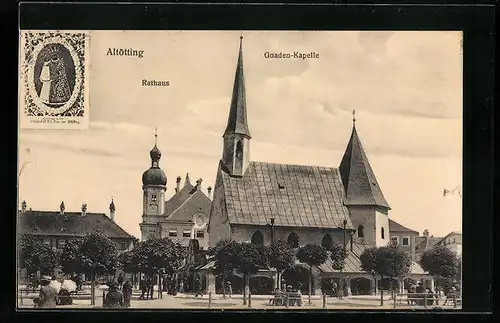 AK Altötting, Rathaus mit Gnaden-Kapelle
