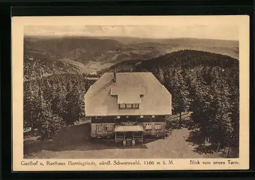 AK Hornisgrinde /Nördl. Schwarzwald, Blick vom neuen Turm auf Gasthof Hornisgrinde