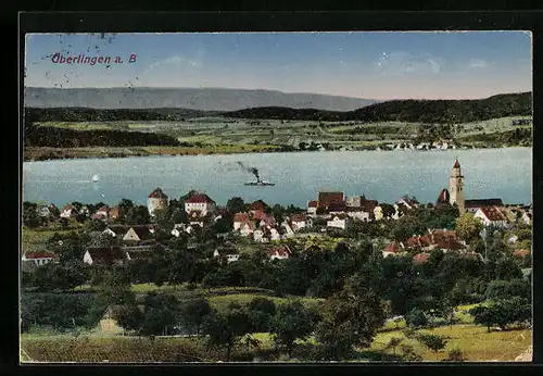 AK Überlingen a. B., Teilansicht mit Kirche