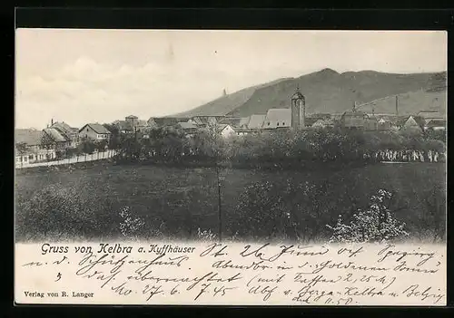 AK Kelbra a. Kyffhäuser, Teilansicht mit Kirche