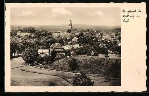 AK Königsbrück i. Sa., Blick auf den Ort mit Kirche