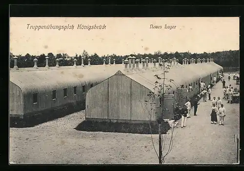 AK Königsbrück, Truppenübungsplatz, Neues Lager mit Soldaten