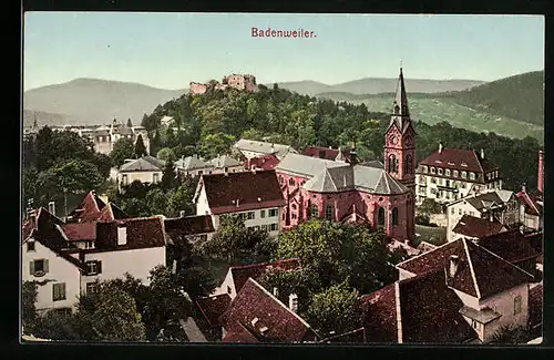 AK Badenweiler, Ortsansicht mit Kirche