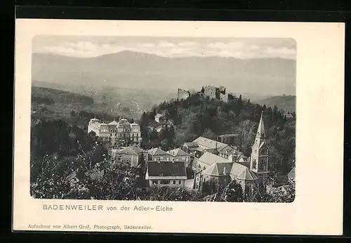 AK Badenweiler, Blick von der Adler-Eiche, rückseitig Hotel Schloss Hausbaden