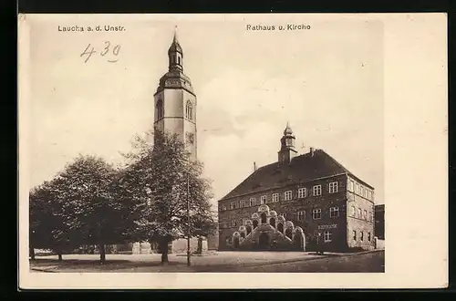 AK Laucha / Unstrut, Rathaus und Kirche