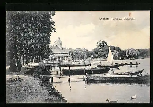 AK Lychen, Partie am Oberpfuhl, Boote
