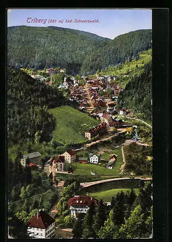 AK Triberg bad. Schwarzwald, Ortspartie aus der Vogelschau