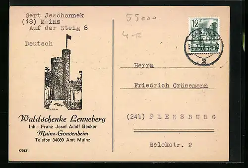 AK Mainz-Gonsenheim, Waldschenke Lenneberg