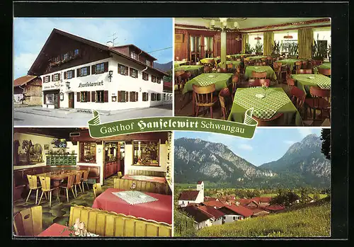 AK Schwangau, Gasthof Hanselewirt, Innenansicht Speisesaal