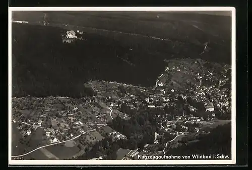 AK Wildbad i Schw., Ortsansicht mit Umgebung, Fliegeraufnahme