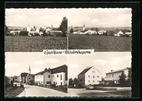 AK Egglham Kr. Pfarrkirchen, Ortsansicht mit Umgebung, Strassenpartie mit Blick zur Kirche