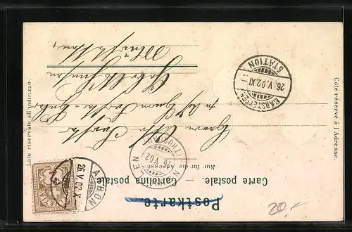 Lithographie Dampfer Zürich gibt Volldampf, Wappen