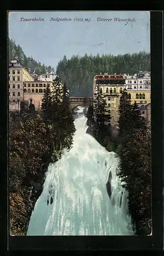 AK Badgastein, Unterer Wasserfall, Brücke