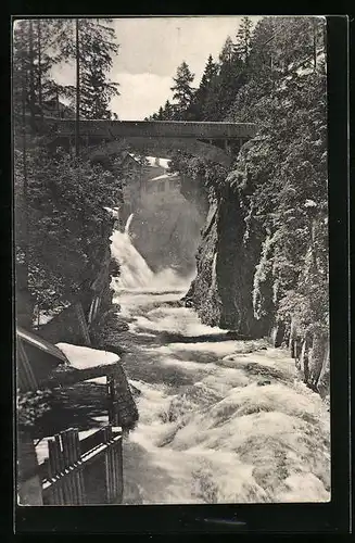 AK Gastein, Der Gasteiner Wasserfall mit Brücke