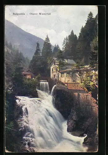 AK Badgastein, Oberer Wasserfall mit Gebäude
