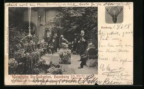 AK Hamburg, Weinstube St. Hubertus mit Terrasse, Alstertor 20