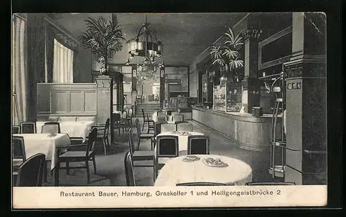 AK Hamburg-Neustadt, Restaurant Bauer, Graskeller 1 und Heiligengeistbrücke 2