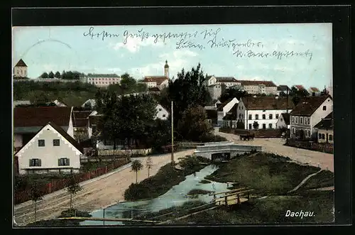 AK Dachau, Ortsansicht aus der Vogelschau