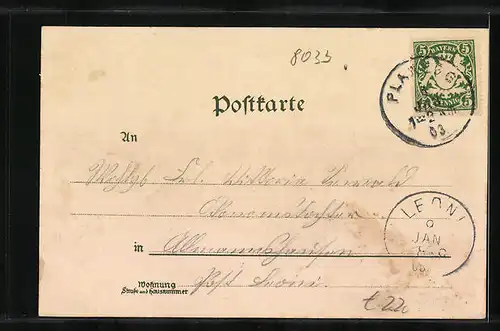 Künstler-AK Planegg, Ortsansicht mit Kirche