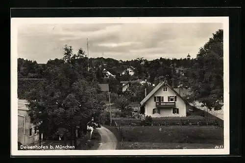 AK Deisenhofen b. München, Ortsansicht mit Gartenanlage