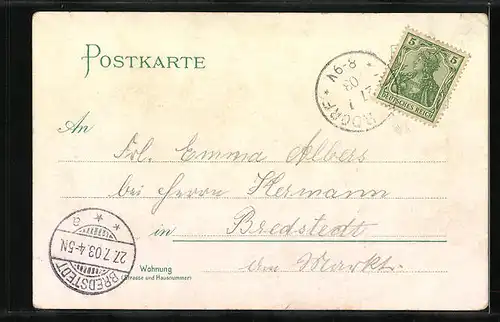 Lithographie Hamburg, Ortsansicht mit St. Pauli und Uhlenhorst