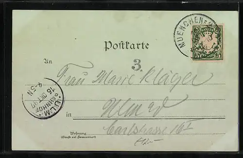 Mondschein-AK München, Panorama vom Frauenthurm gesehen