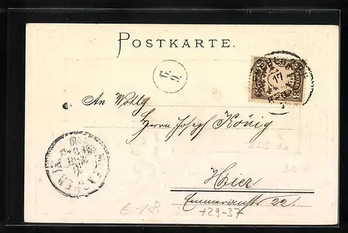 Passepartout-Lithographie München, Ortspartie am Hoftheater, Wappen