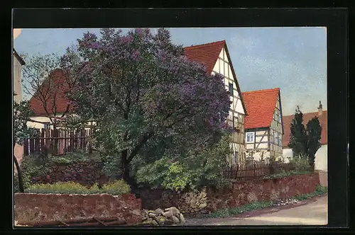 Künstler-AK Photochromie Nr. 3426: Fachwerkhäuser mit Strassenpartie