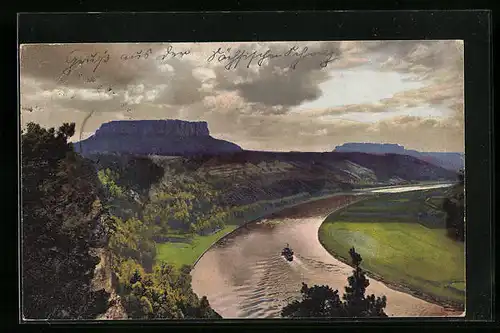 Künstler-AK Photochromie Nr. 4570: Idyllische Landschaft mit Flusspartie