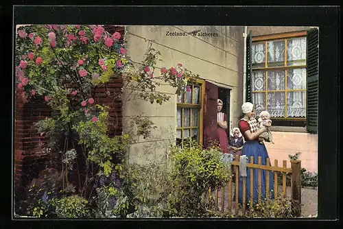 Künstler-AK Photochromie Nr. 3083: Zeeland, Walcheren, Mütter mit Kindern