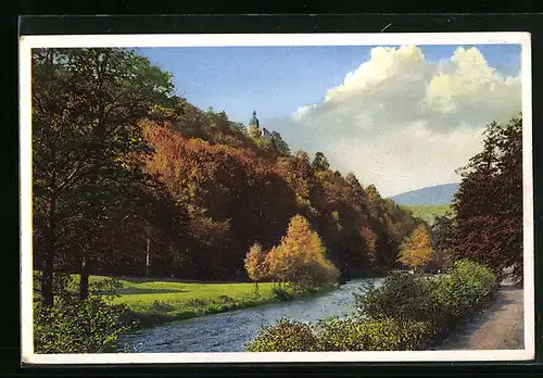 Künstler-AK Photochromie Nr. 5015: Dorflandschaft im Herbst